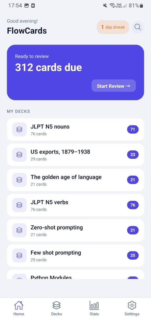 FlowCards screenshot 1
